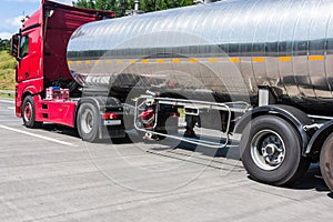 Tankers transporting fuel on the road