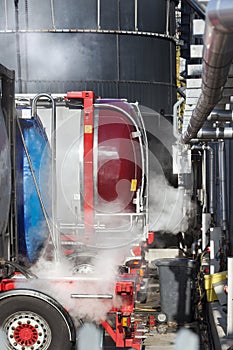 Tankers unloading raw milk