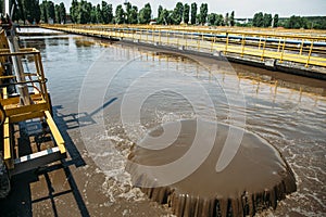 Tanks for aeration and biological purification of sewage in wastewater treatment plant