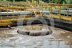 Tanks for aeration and biological purification of sewage in wastewater treatment plant