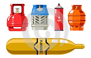 Tanks and cylinders with gas and petroleum vector