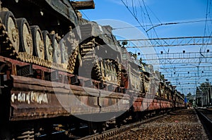 Tanks on a freight platform