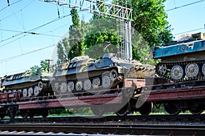Tanks on a freight platform