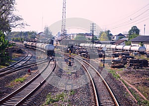 Tanks with fuel being transported by rail