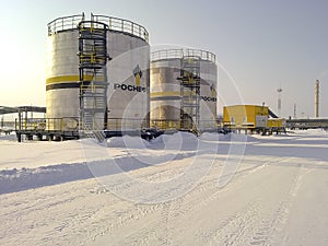 Tanks with oil owned oil company Rosneft.