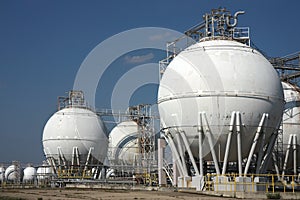 Tanks in oil refinery factory