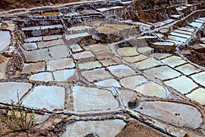 The tanks for water evaporation in order to obtain a salt Salinas - Peru