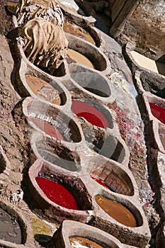 A tannery in Fes, Morocco photo