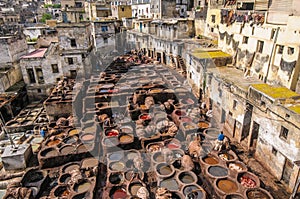 Tannery in Fez, Morocco photo