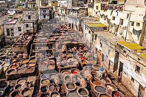 Tannery in Fez, Morocco photo