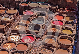 Tannery tanks in Fes, Morocco