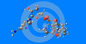 Tannic acid molecular structure isolated on blue photo