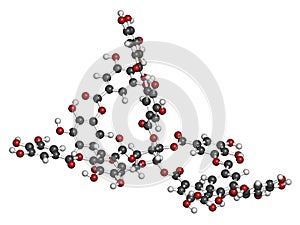 Tannic acid molecule one isomer shown. Type of tannin.