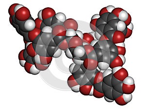 Tannic acid molecule one isomer shown. Type of tannin.