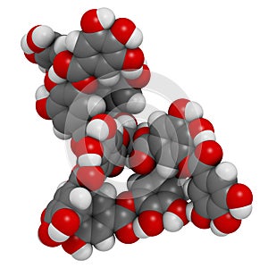 Tannic acid molecule one isomer shown. Type of tannin.