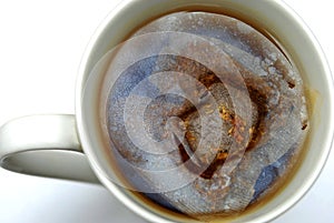 Tannins released on a surface of a cup of a fruit tea made of a tea bag