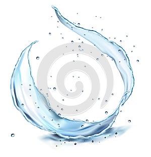 Tansparent water splashes, drops isolated on transparent background. Water waves with air bubbles. Water crown splashes with drops