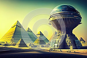 Tanta, Al Gharb?yah, Egypt Futuristic Cityscape. Generative AI.