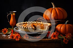 Tantalizing Cooking pumpkin pie. Generate Ai