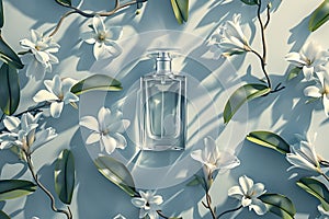 Tantalizing freshness complements the complex eau de parfum displayed against the backdrop, adding sophistication to the aromatic photo