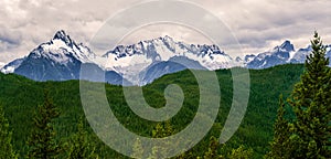 The Tantalus Mountain Range with the snow covered peaks of Alpha