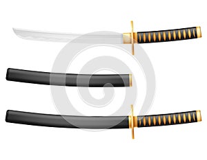 Tanto dagger ninja weapon japanese warrior assassin vector illustration