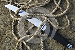 Tanto knife with a rope