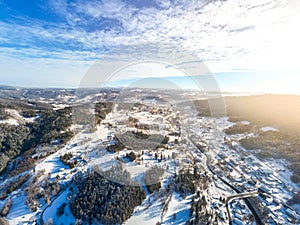 Tanvald in wintertime from above