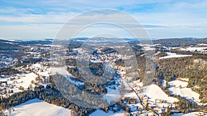 Tanvald in wintertime from above