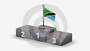 Tanzania 3D waving flag illustration on winner podium.