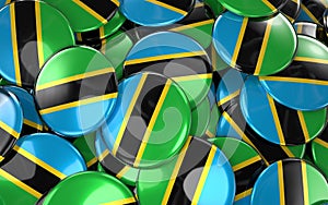 Tanzania Badges Background - Pile of Tanzania Flag Buttons.