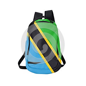 Tanzania flag backpack isolated on white