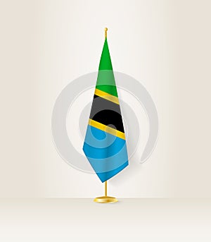 Tanzania flag on a flag stand