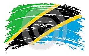 Tanzania flag in grunge brush stroke, vector