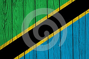Tanzania Flag Over Wood Planks