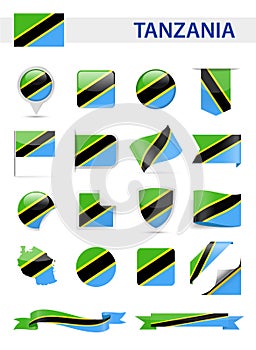Tanzania Flag Vector Set