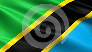 Tanzania flag, with waving fabric texture