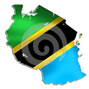 Tanzania map with flag