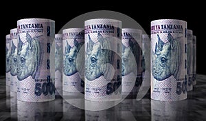 Tanzania shilling money banknotes rolled 3d illustration
