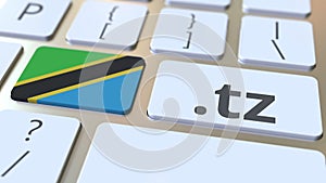 Tanzanian domain .tz and flag of Tanzania on the buttons on the computer keyboard. National internet related 3D