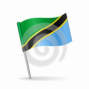 Tanzanian flag map pointer layout. Vector illustration.