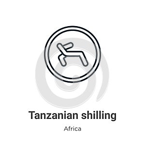 Tanzanian shilling outline vector icon. Thin line black tanzanian shilling icon, flat vector simple element illustration from