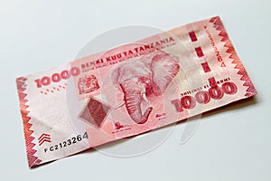 Tanzanian Shillings over white background