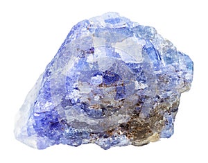 Tanzanite blue violet zoisite rock isolated