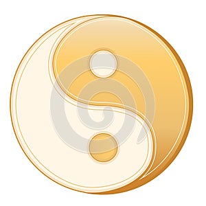 Taoism Symbol, gold, isolated on a white background