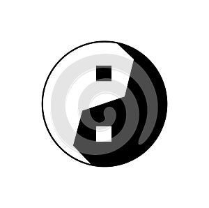 Taoism vector black and white icon. Taoism religion symbol logo