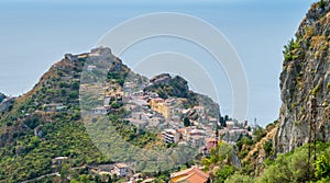 Taormina Castle as seen from Castelmola, Sicily, Italy. photo