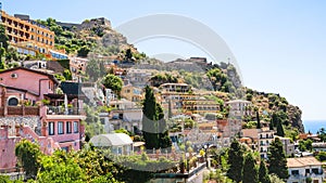 Taormina cityscape from Castelmola village photo