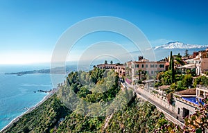 Taormina, Mount Etna and the Mediterranean sea