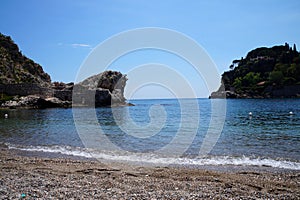 Taormina sicily, beach view. . View of Taormina located in Metropolitan City of Messina